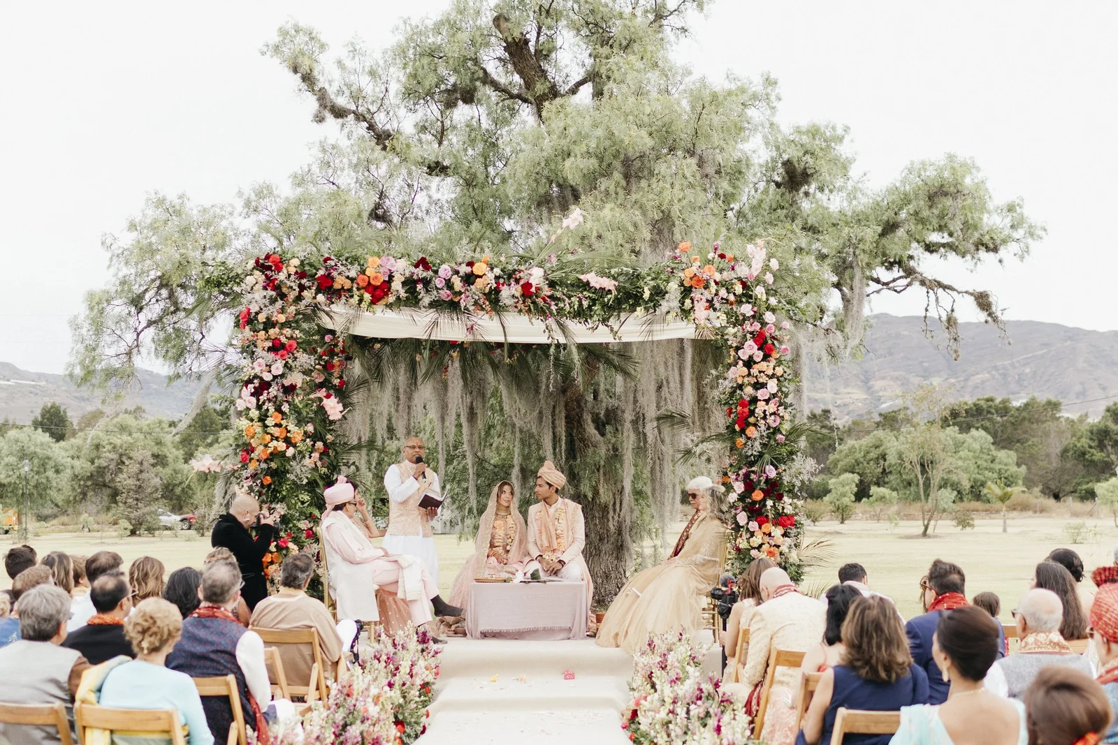 Ceremony set-up in an open field