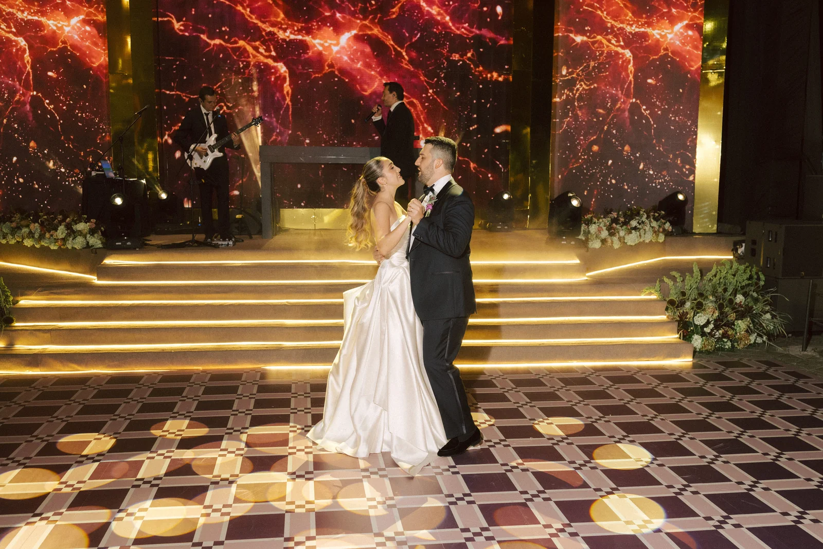 First dance on the lit stairs